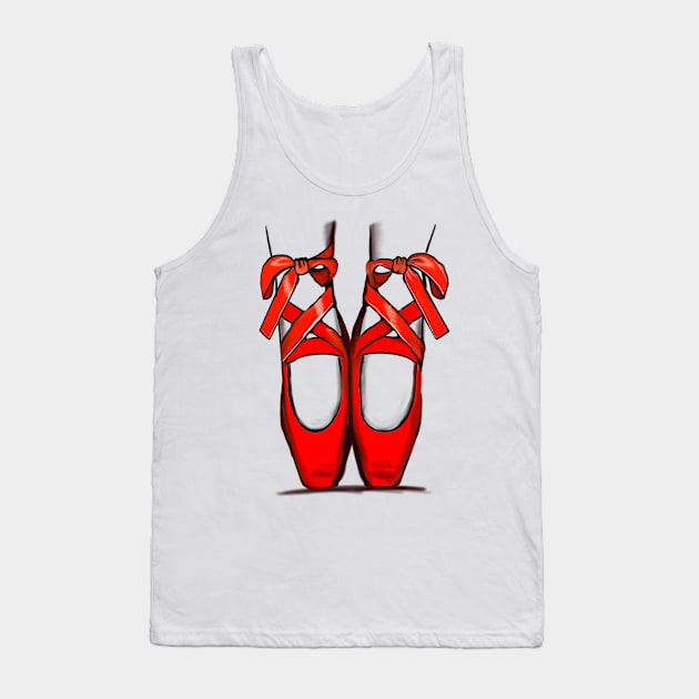 Ballet shoes - red ballet pointe shoes with ribbon laces Tank Top by Artonmytee